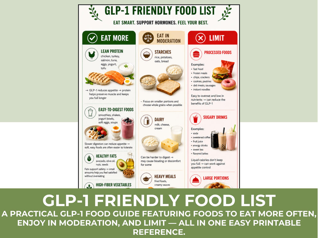 GLP-1 Beginner Food Guide, High Protein Meal Plan, Ozempic Wegovy Food List
