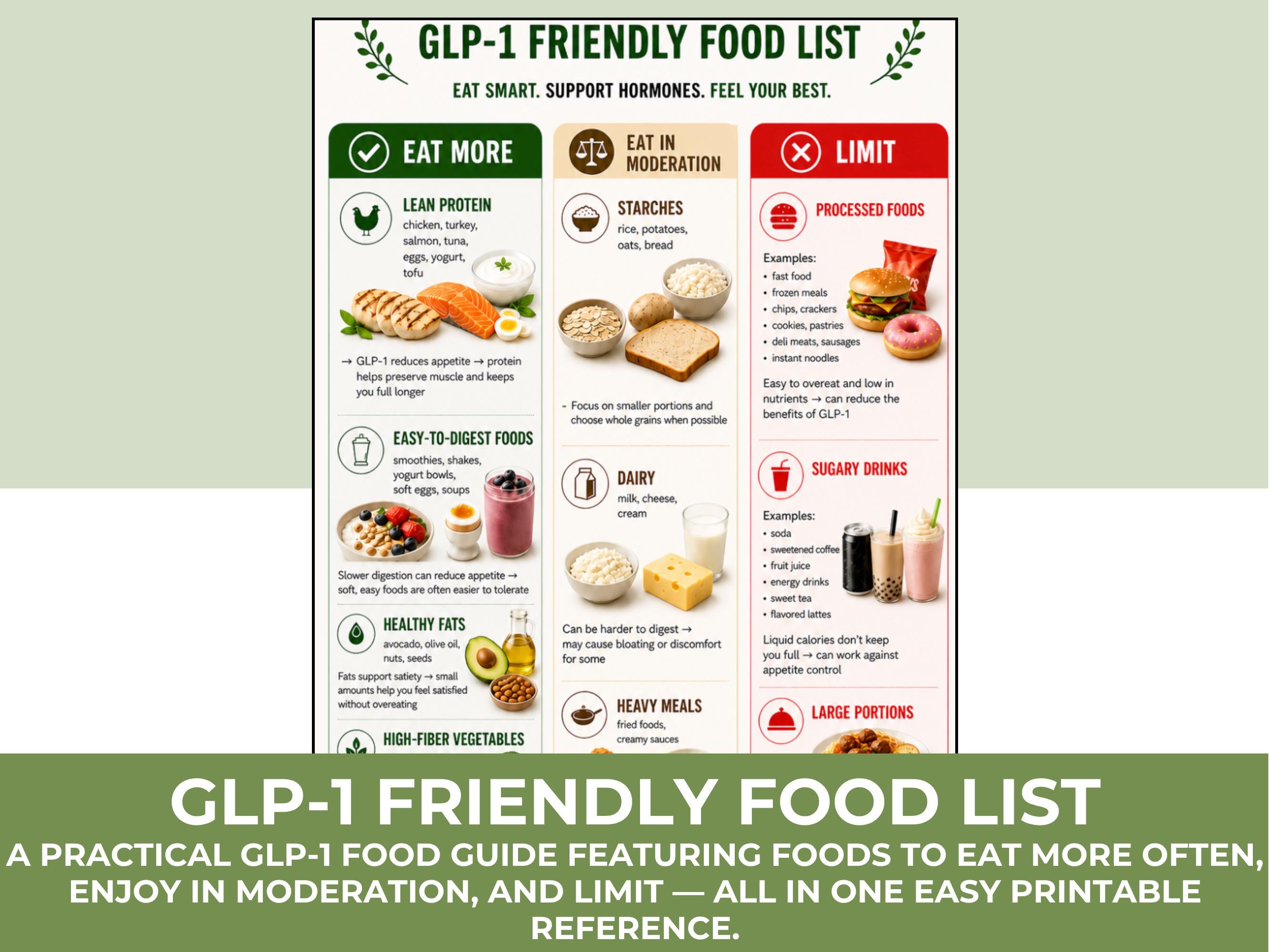 GLP-1 Beginner Food Guide, High Protein Meal Plan, Ozempic Wegovy Food List