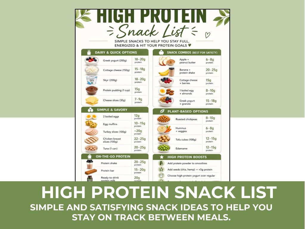 High Protein Food Guide, Meal Ideas, Snack List (Printable PDF)