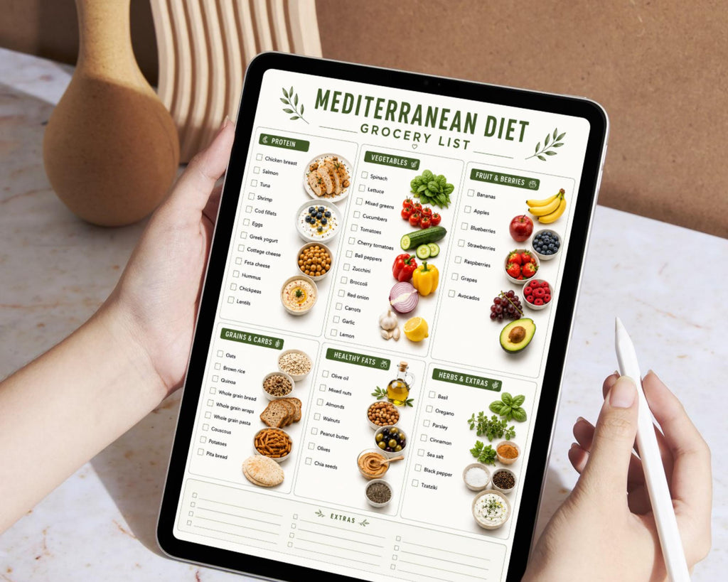 Mediterranean Diet Grocery List Printable, Healthy Shopping List PDF