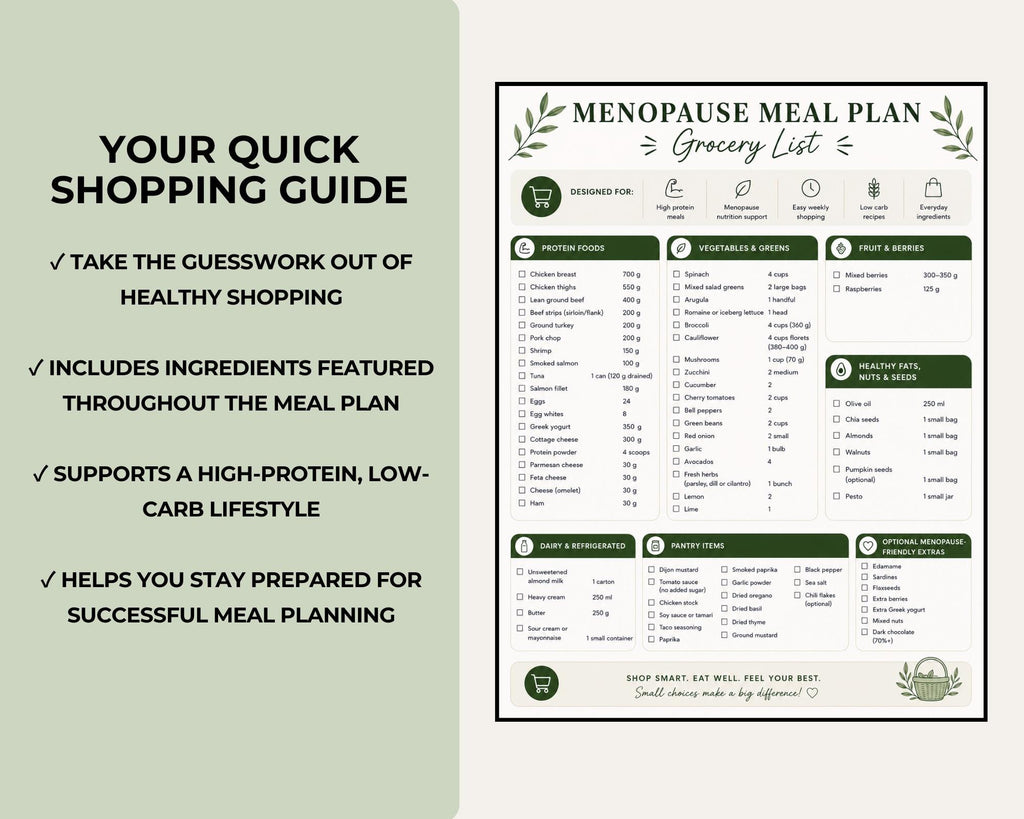 7 Day Menopause Meal Plan, High Protein Low Carb Recipes for Midlife Women