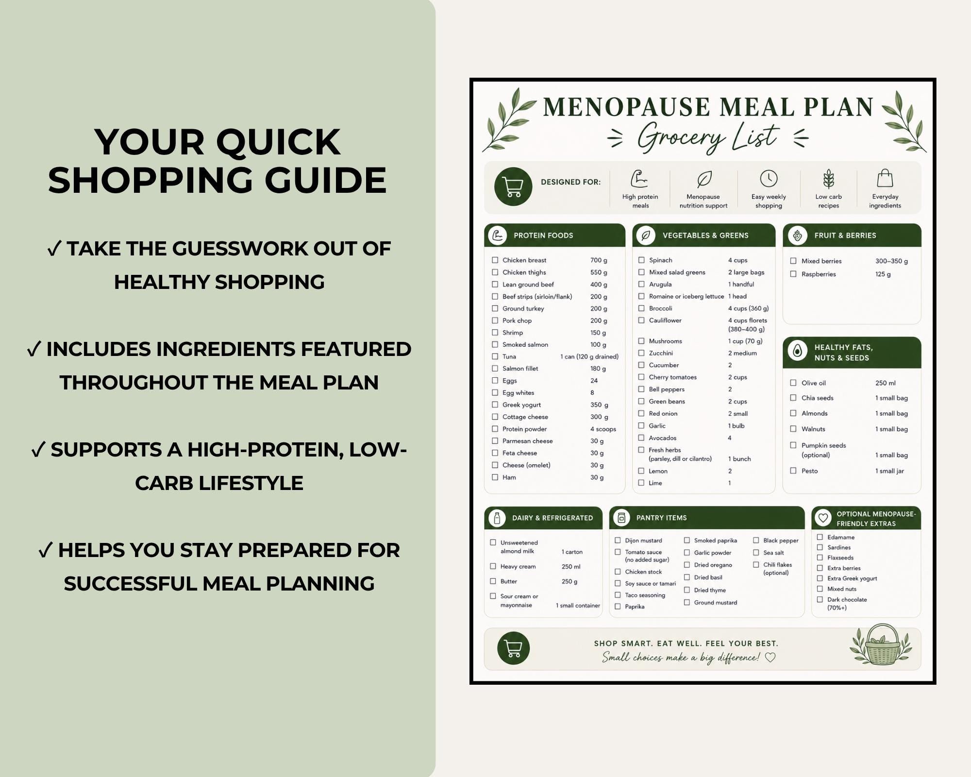 7 Day Menopause Meal Plan, High Protein Low Carb Recipes for Midlife Women