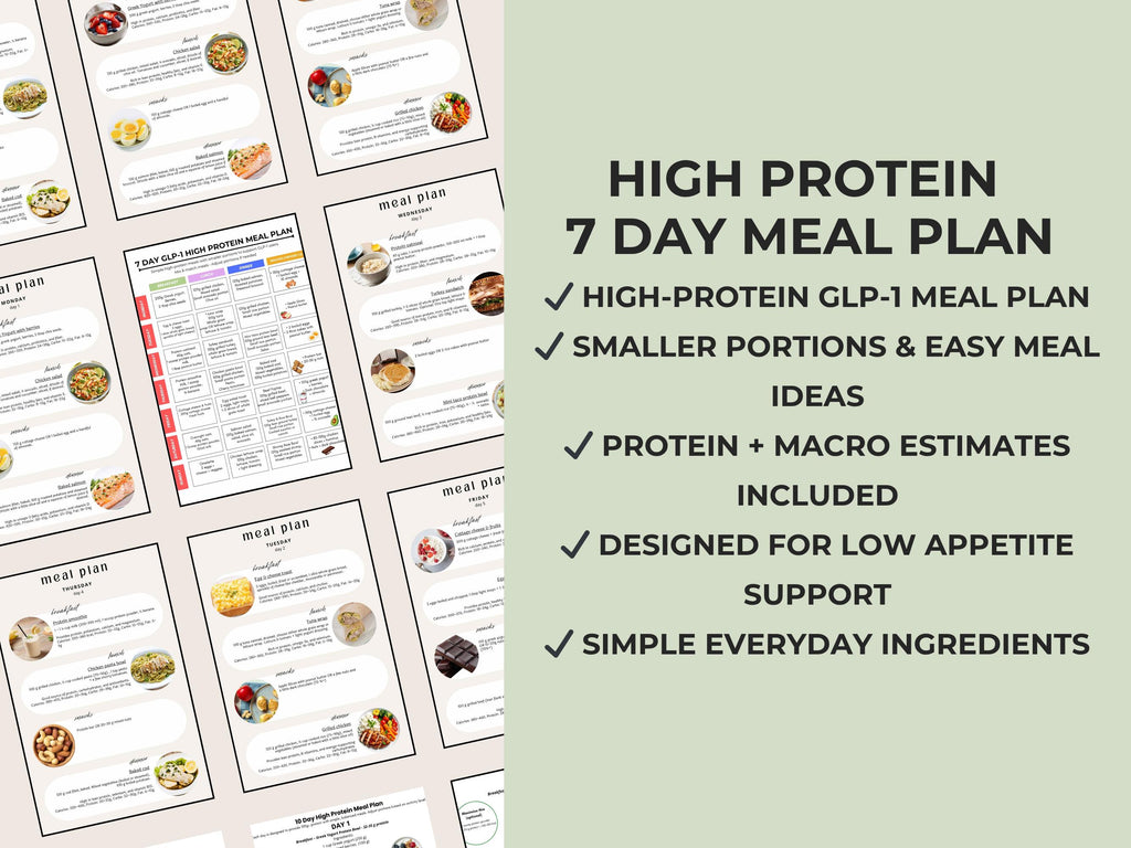 GLP-1 Beginner Food Guide, High Protein Meal Plan, Ozempic Wegovy Food List