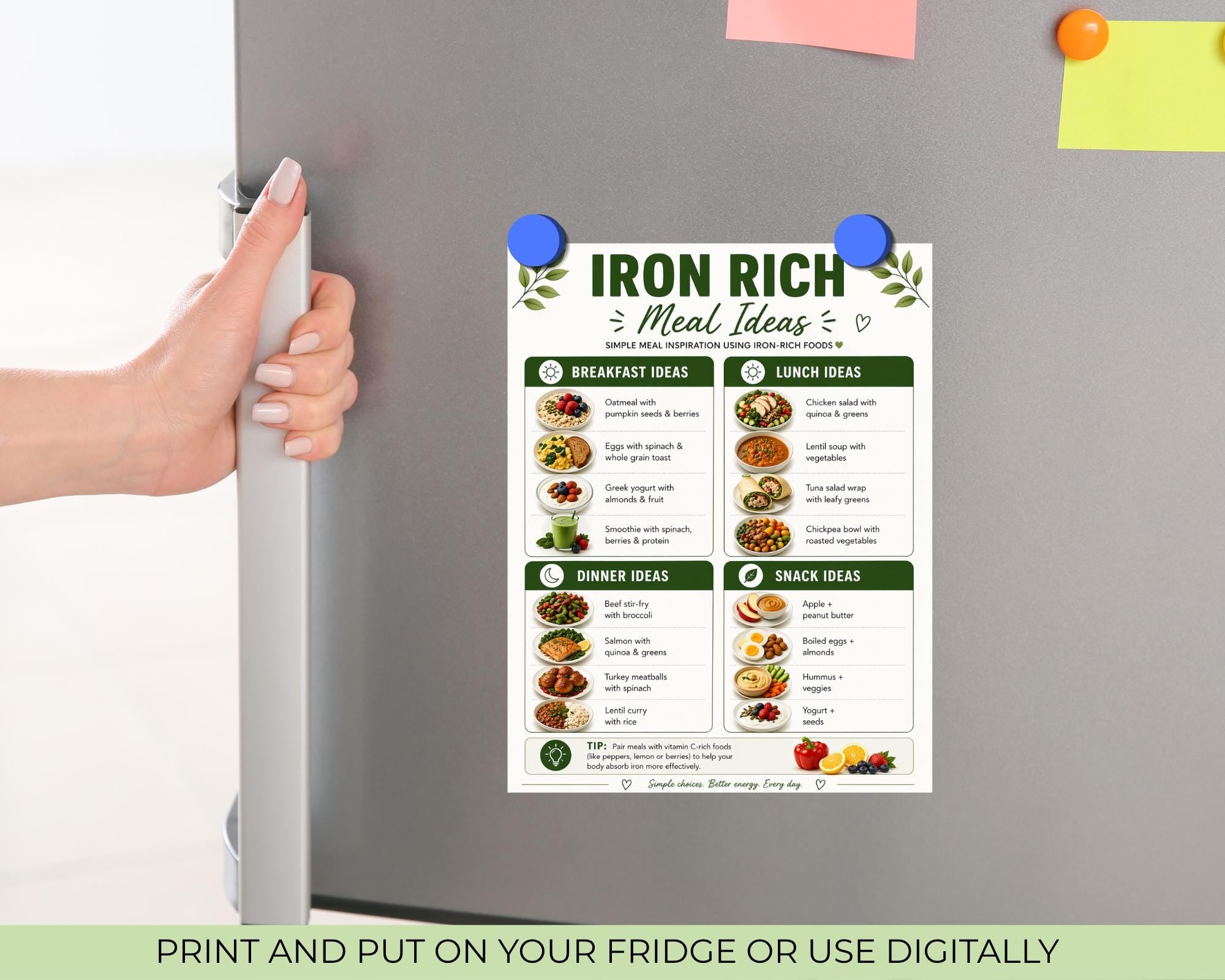 Iron Rich Foods List, Nutrition Chart, Meal Ideas (PDF Download)