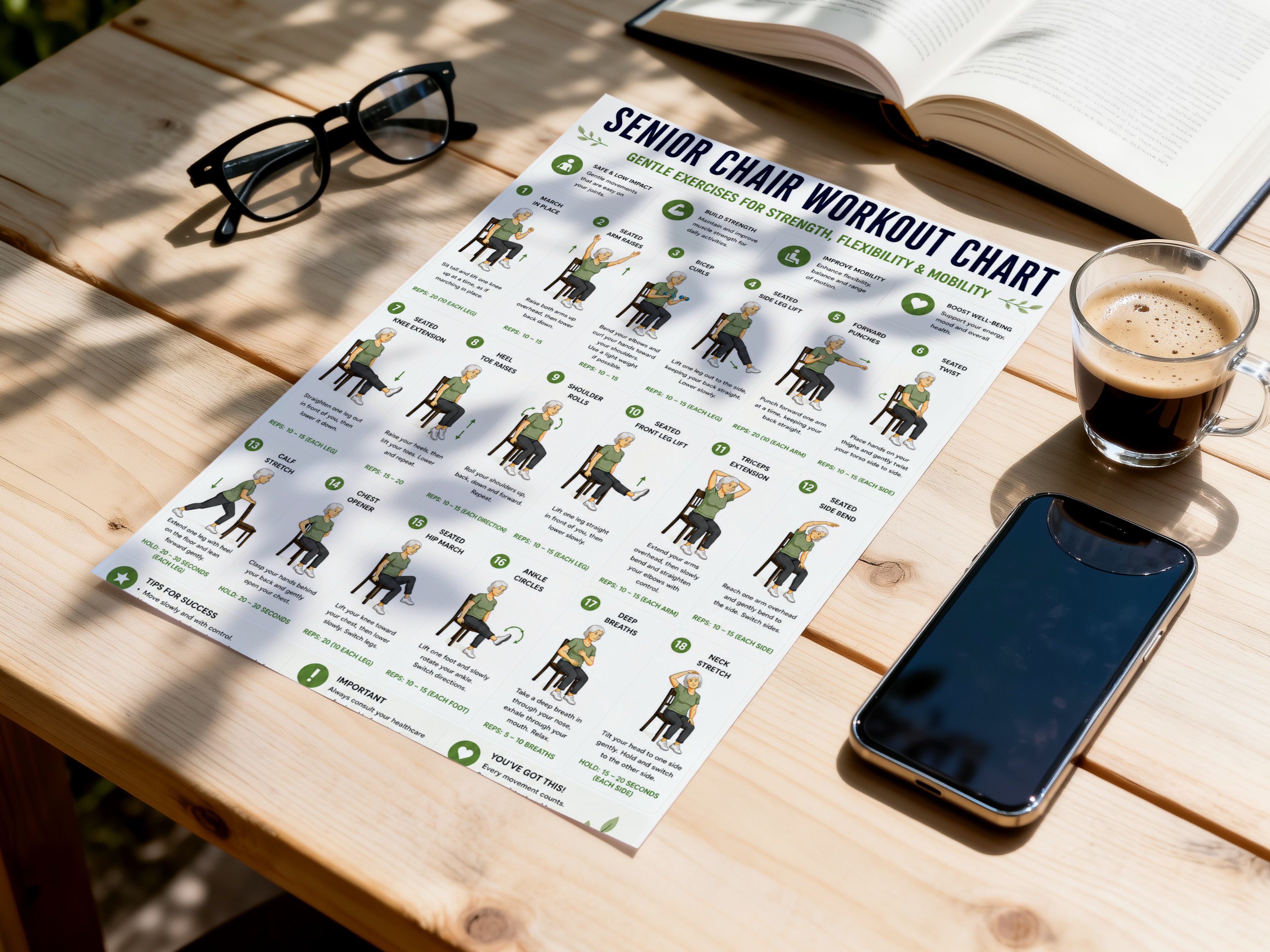 Senior Chair Workout & Exercise Chart PDF