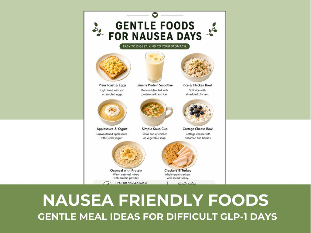 GLP-1 Food Guide Printable, Food List, Mini Meals and Nausea Foods PDF