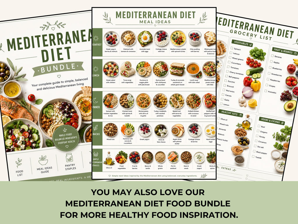 Mediterranean Meal Ideas Printable, Breakfast Lunch Dinner Meal List, Mediterranean Diet Meals PDF