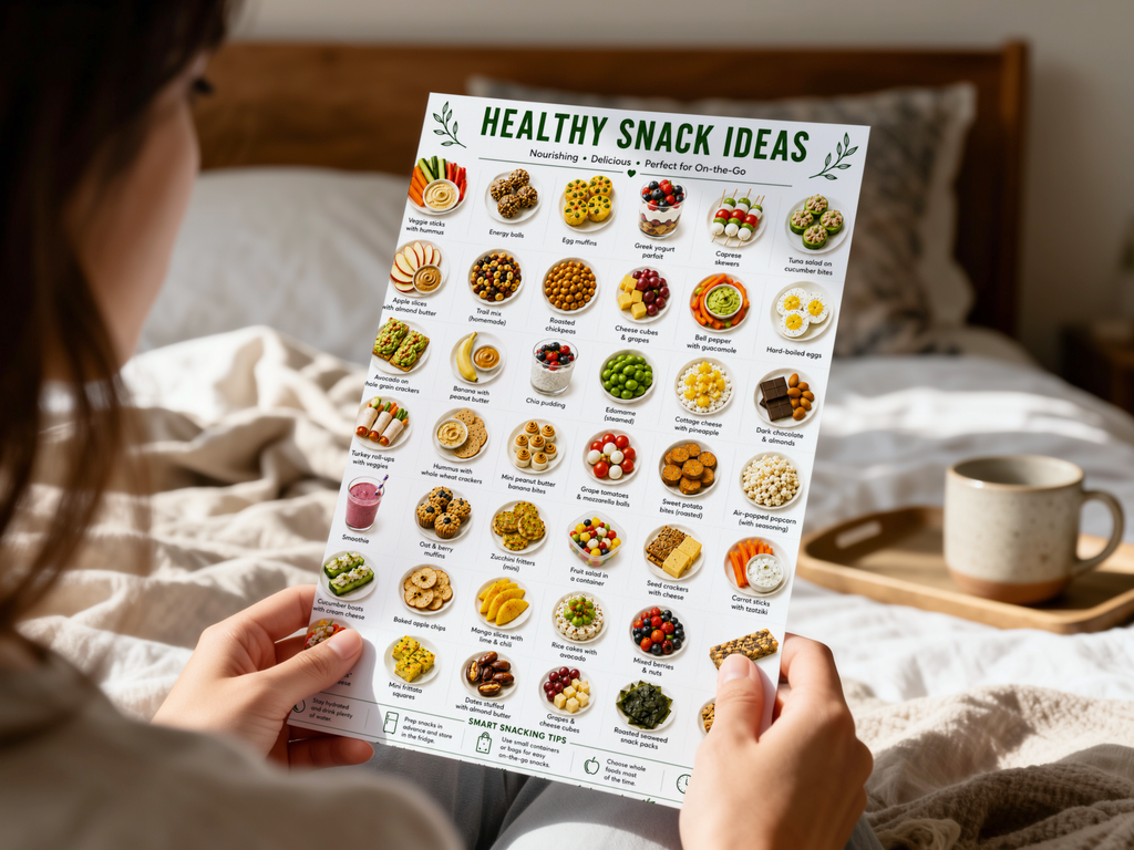 Healthy Snack Ideas Printable, Healthy Food List, Meal Prep & Protein Snacks