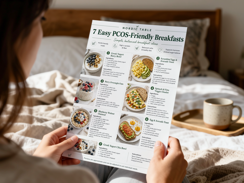 PCOS Diet Meal Plan, 7 Day Diet Plan, 21 Easy PCOS Recipes, High Protein Meals, Hormone Friendly Food Guide, Printable