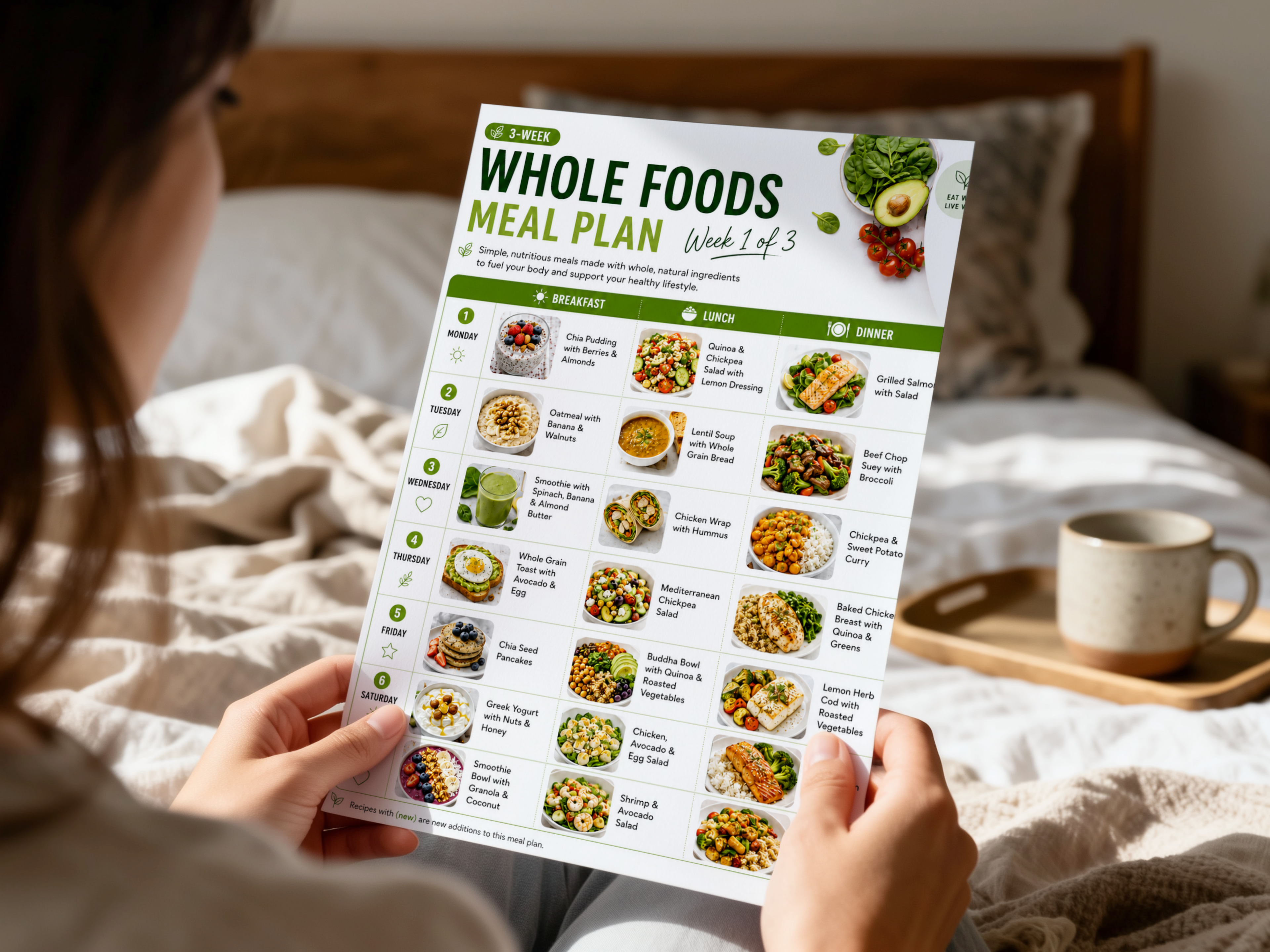 3 Week Whole Foods Meal Plan, 68 Healthy Recipes, Grocery Lists (PDF Download)