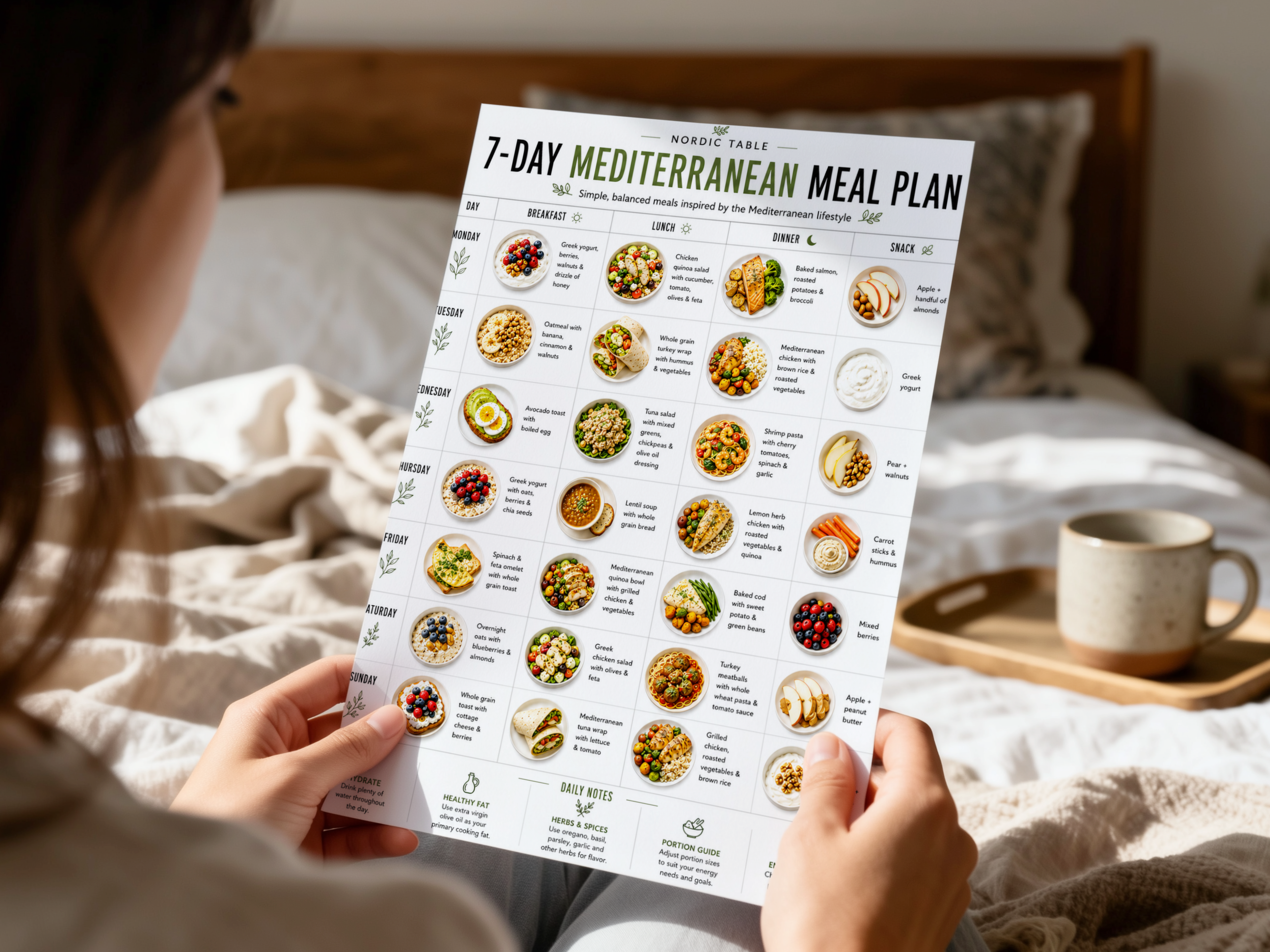 Mediterranean Diet Meal Plan Printable, 7 Day Mediterranean Meal Plan, Grocery List & Recipes (Digital Download)