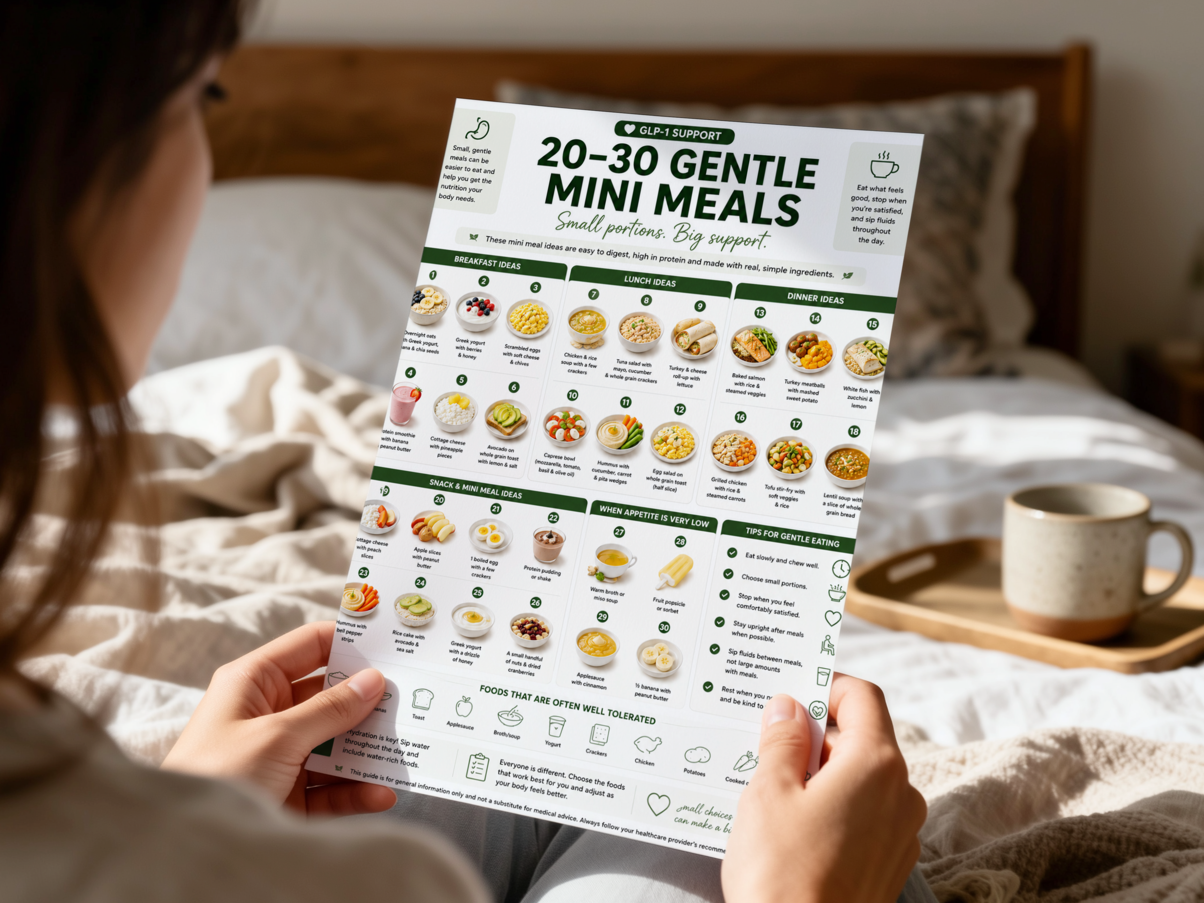 GLP-1 Diet Food List & Side Effects Guide, Nausea and Constipation Foods, Hydration, Gentle Mini Meals
