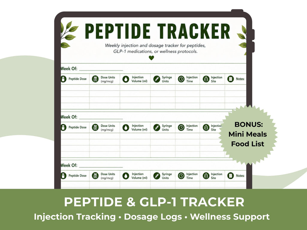 Peptide Tracker Printable, GLP-1 Injection Log and Wellness Tracker