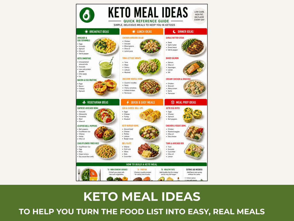 Keto Food Guide, Low Carb Meal Ideas, Snack List & Grocery List