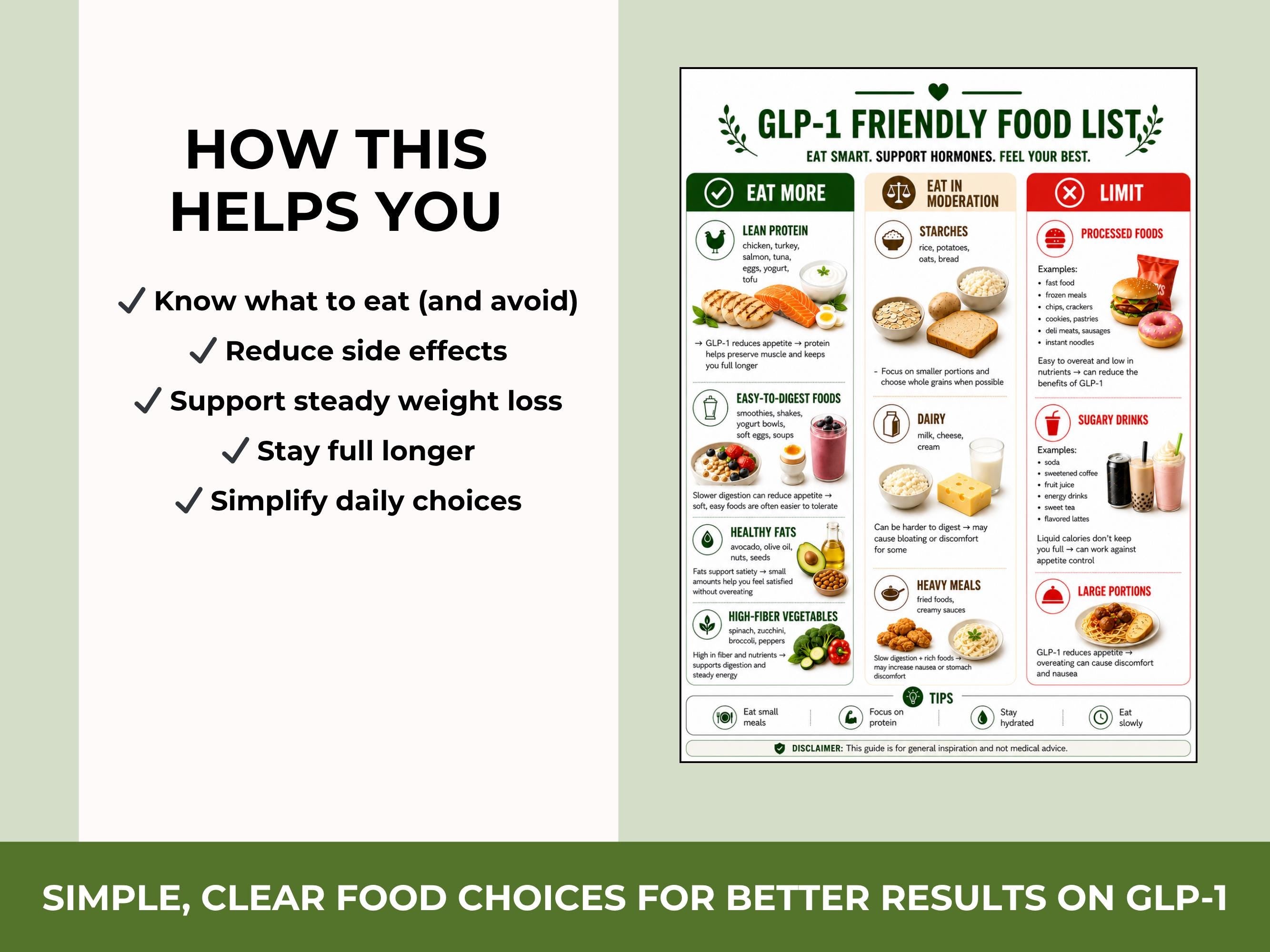 GLP-1 Weight Loss Food List Printable, What to Eat & Avoid on GLP-1