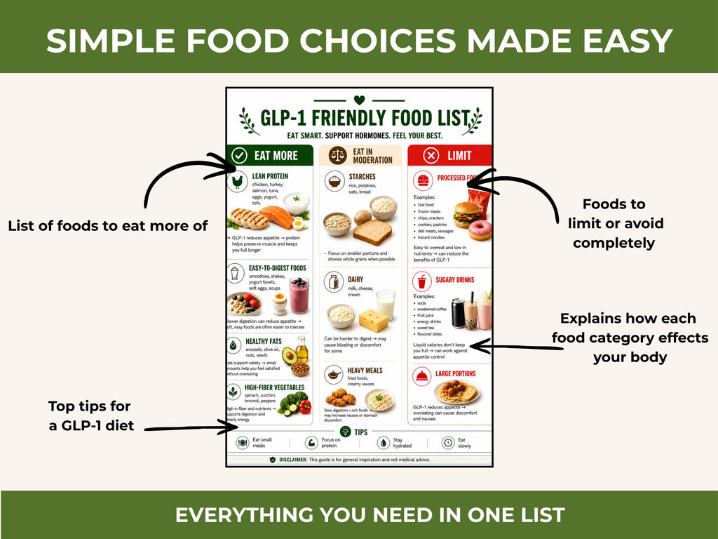 GLP-1 Weight Loss Food List Printable, What to Eat & Avoid on GLP-1