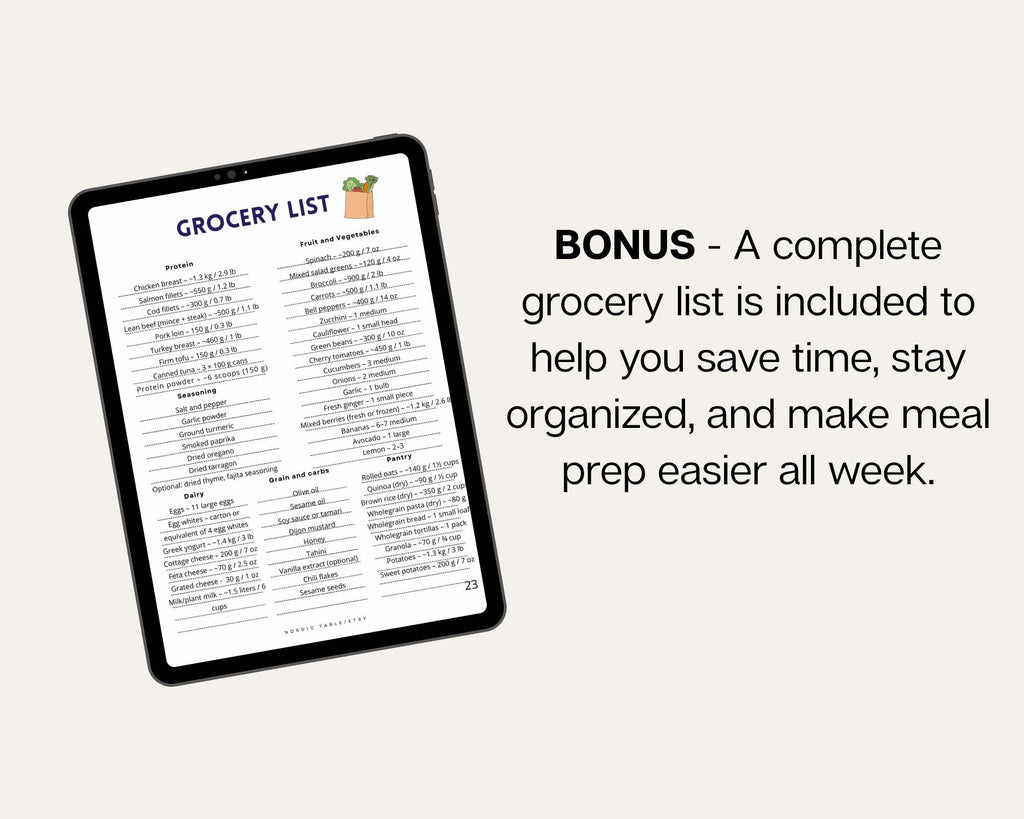 10 Day High Protein Meal Plan, 100g+ Protein Daily and Grocery List