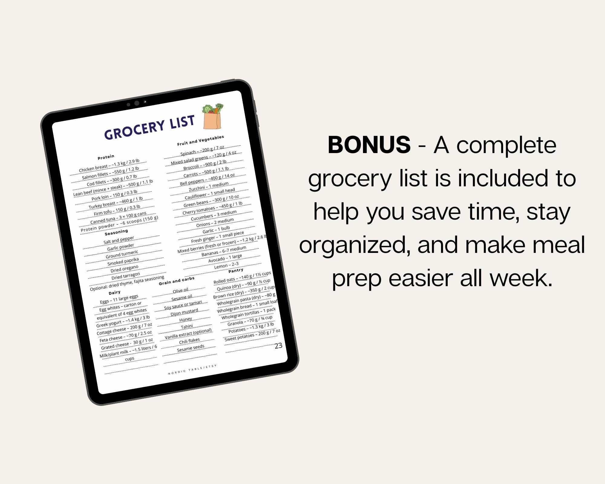 10 Day High Protein Meal Plan, 100g+ Protein Daily and Grocery List