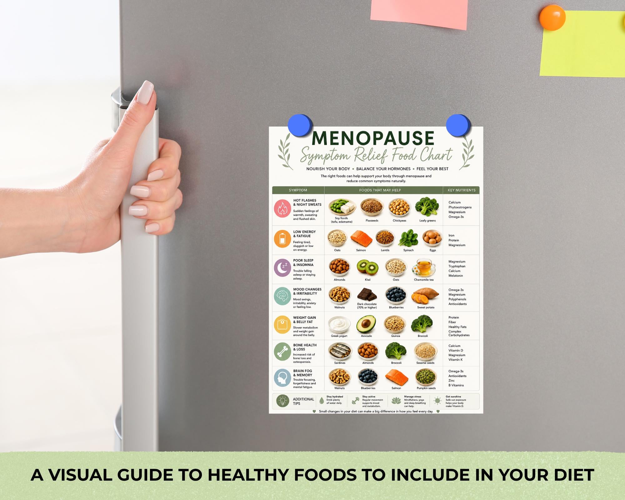 Menopause Symptoms Food Chart, Menopause Diet Food Guide, Grocery List