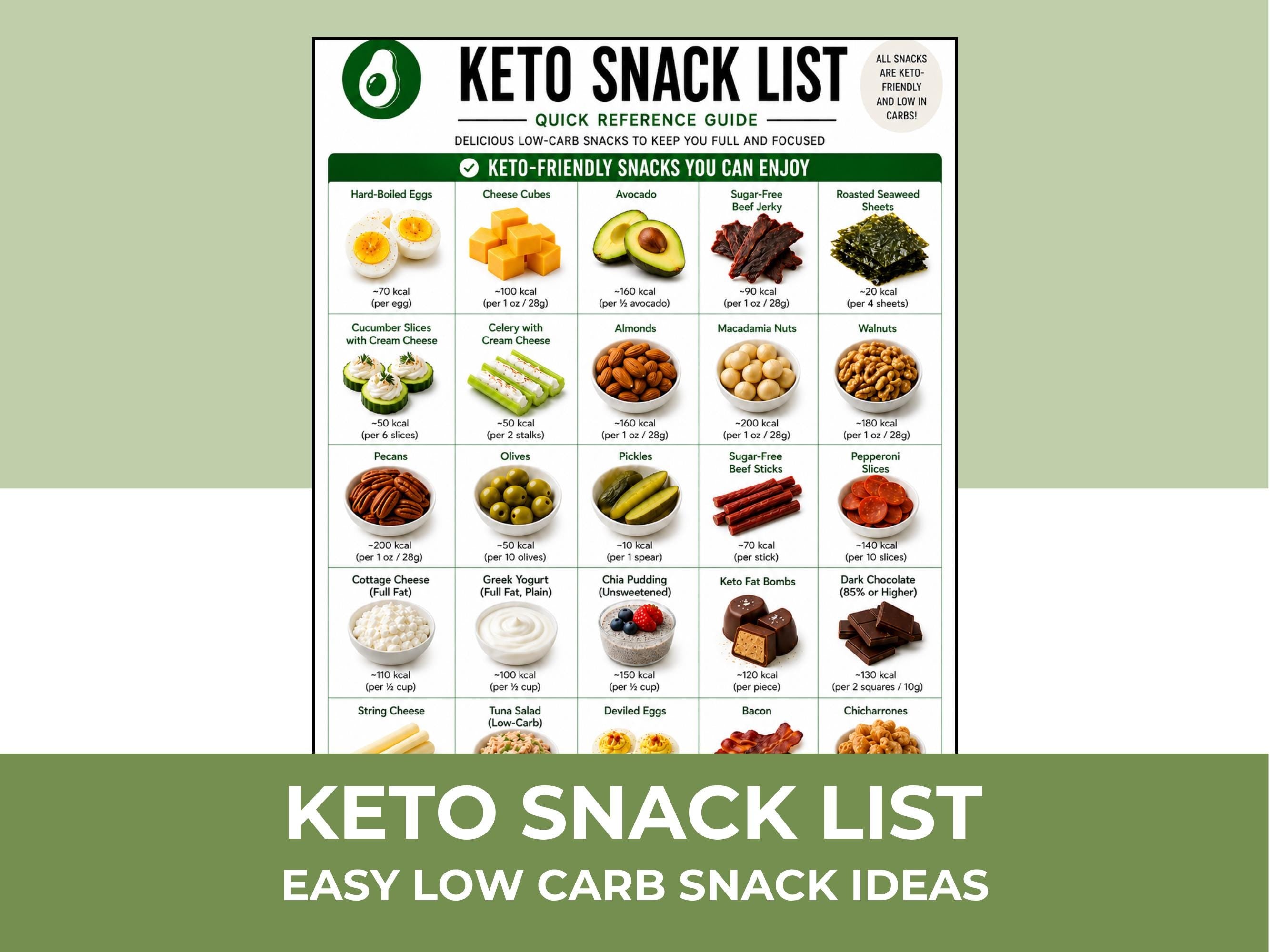 Keto Food Guide, Low Carb Meal Ideas, Snack List & Grocery List