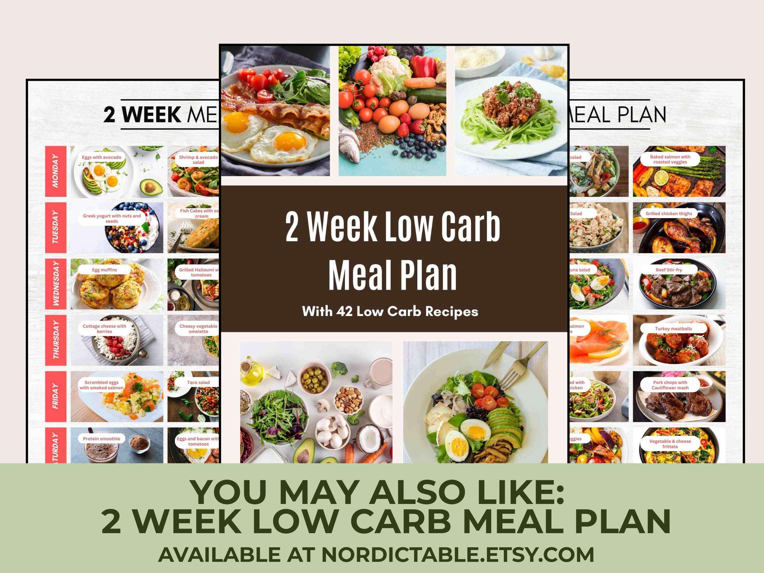Low Carb Meal List Printable, Breakfast Lunch Dinner Ideas, PDF