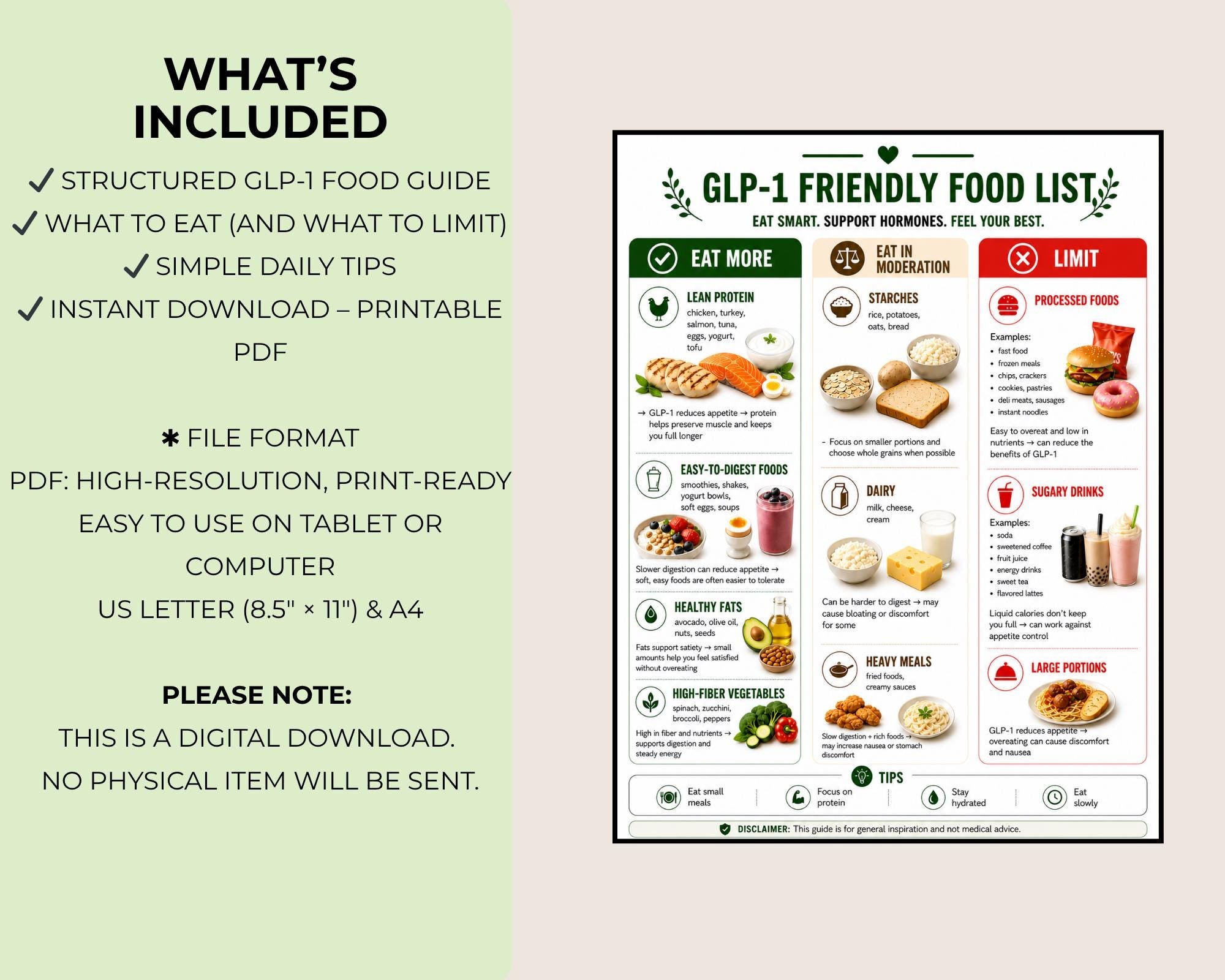 GLP-1 Weight Loss Food List Printable, What to Eat & Avoid on GLP-1