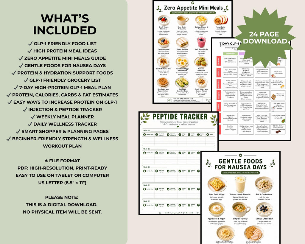 GLP-1 Beginner Food Guide, High Protein Meal Plan, Ozempic Wegovy Food List