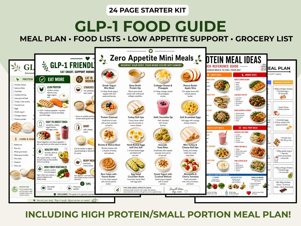 GLP-1 Beginner Food Guide, High Protein Meal Plan, Ozempic Wegovy Food List