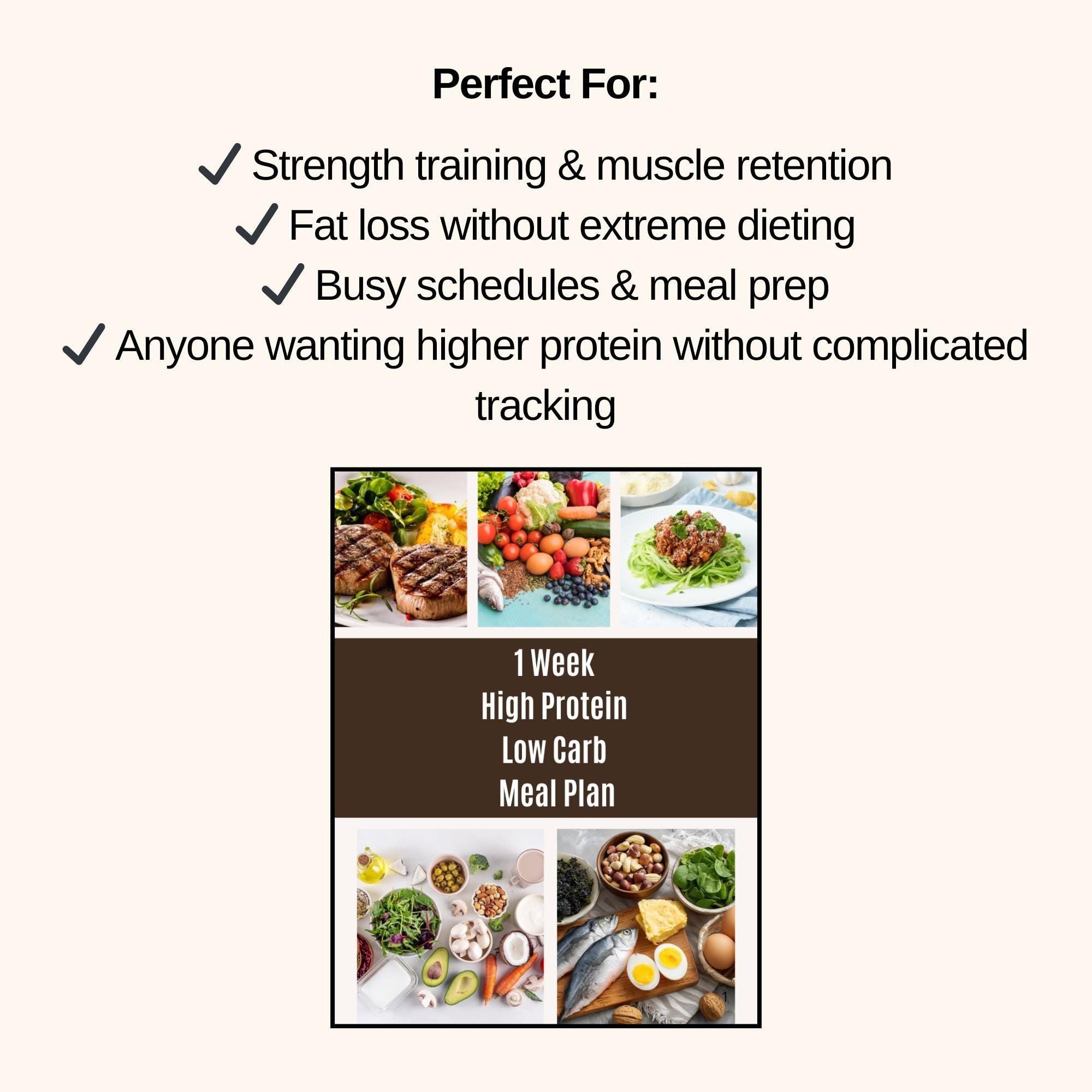 High Protein Low Carb Meal Plan, 7 Day Diet Plan Printable + Grocery List