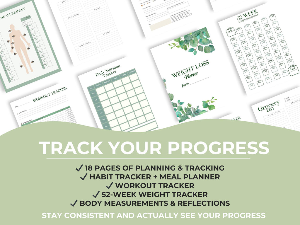 Weight Loss Guide Bundle, High Protein Low Carb Meal Plan, Tracker & Food Lists Printable