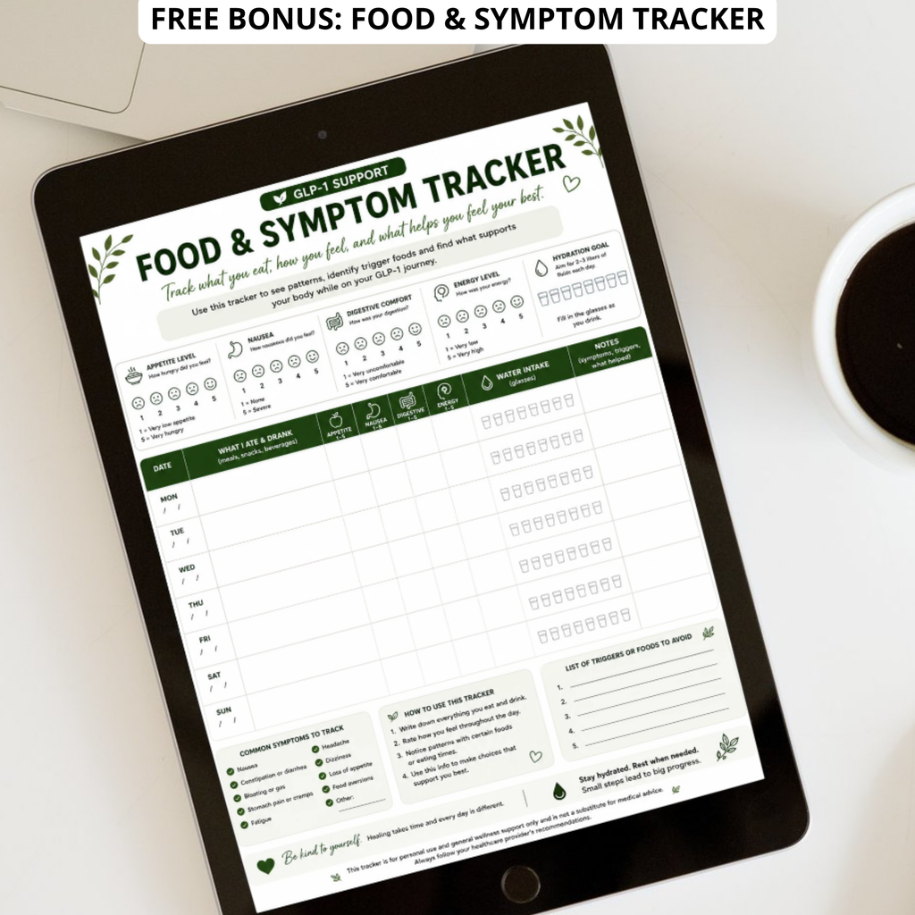 GLP-1 Diet Food List & Side Effects Guide, Nausea and Constipation Foods, Hydration, Gentle Mini Meals