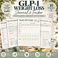 GLP-1 Weight Loss Journal & Tracker, Fillable PDF, GLP-1 Food Guide and Grocery List