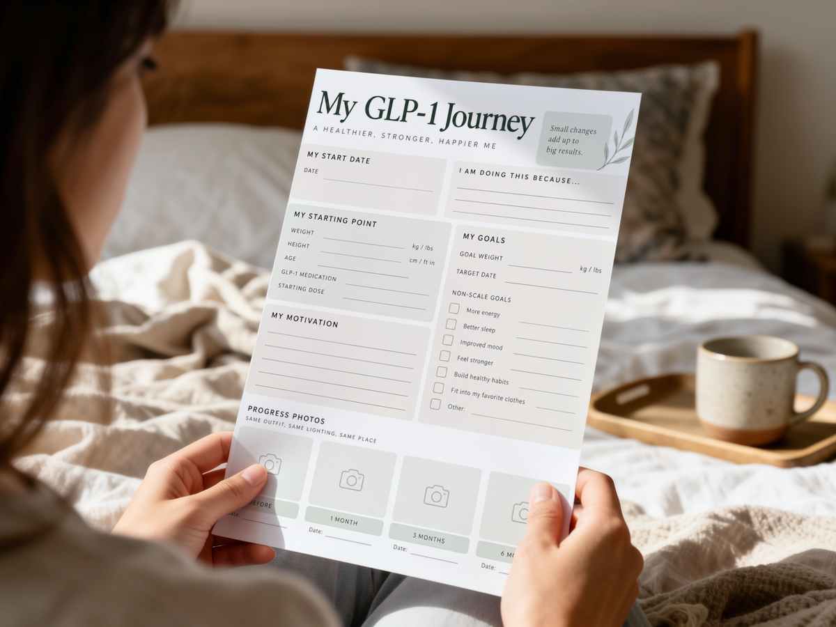GLP-1 Weight Loss Journal & Tracker, Fillable PDF, GLP-1 Food Guide and Grocery List