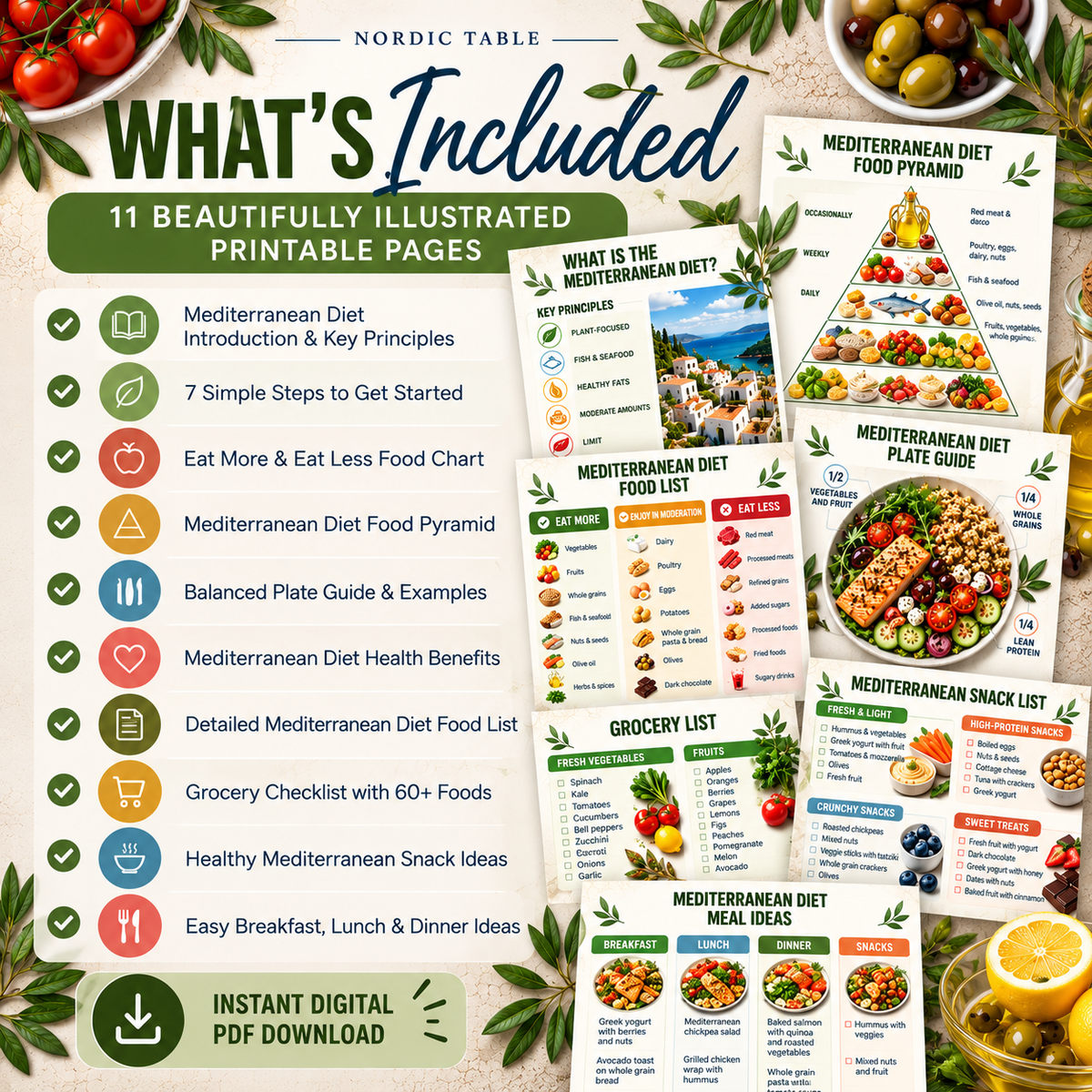 Mediterranean Diet for Beginners, 11-Page Food Guide