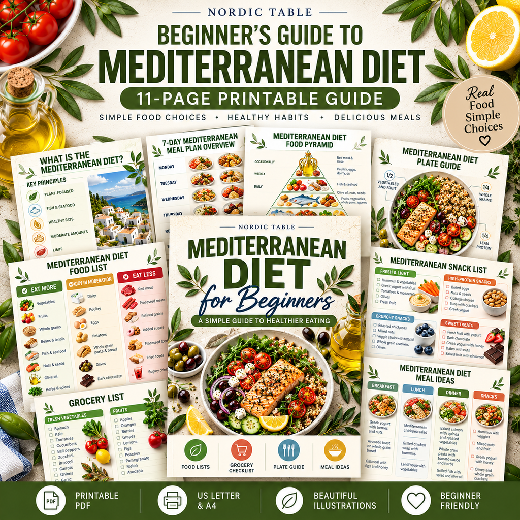 Mediterranean Diet for Beginners, 11-Page Food Guide