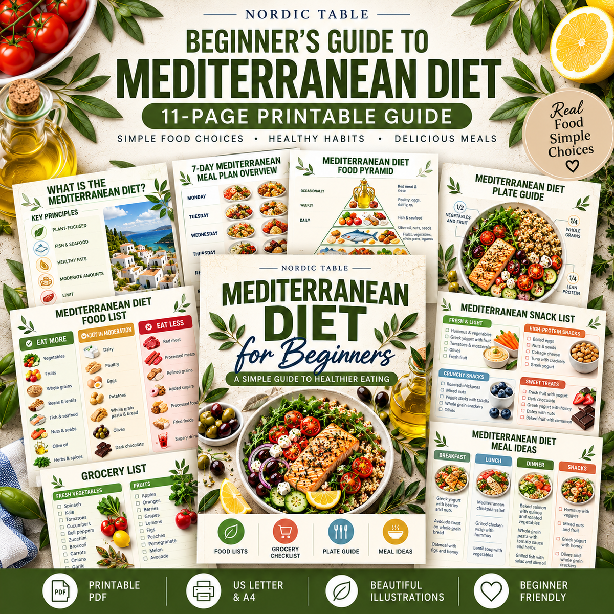 Mediterranean Diet for Beginners, 11-Page Food Guide
