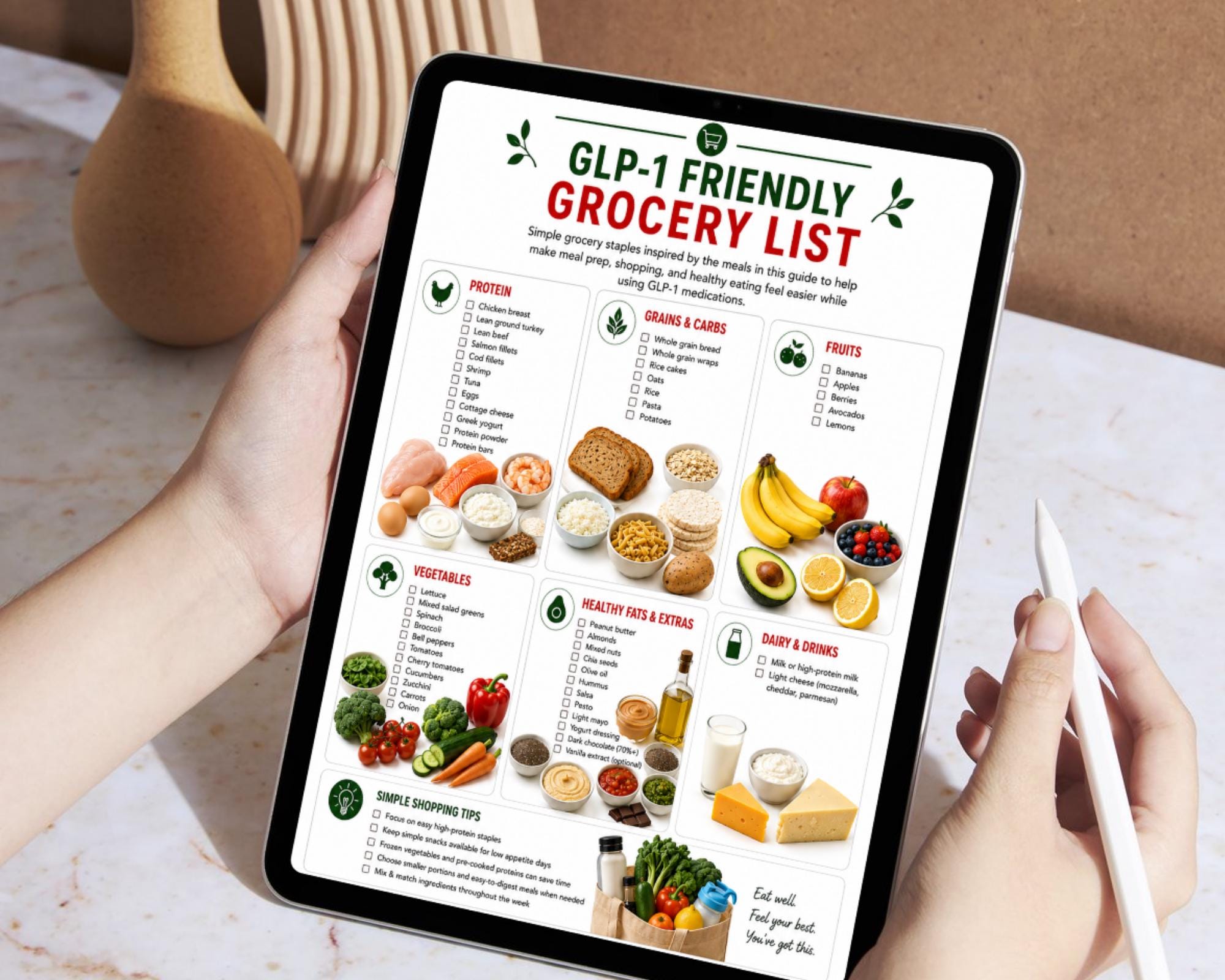 GLP-1 Beginner Food Guide, High Protein Meal Plan, Ozempic Wegovy Food List