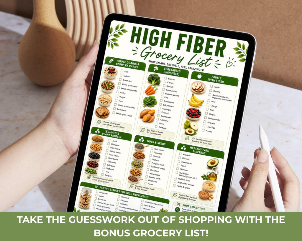 High Fiber Foods List Printable, Grocery List PDF, Gut Health Food Chart, High Fiber Diet