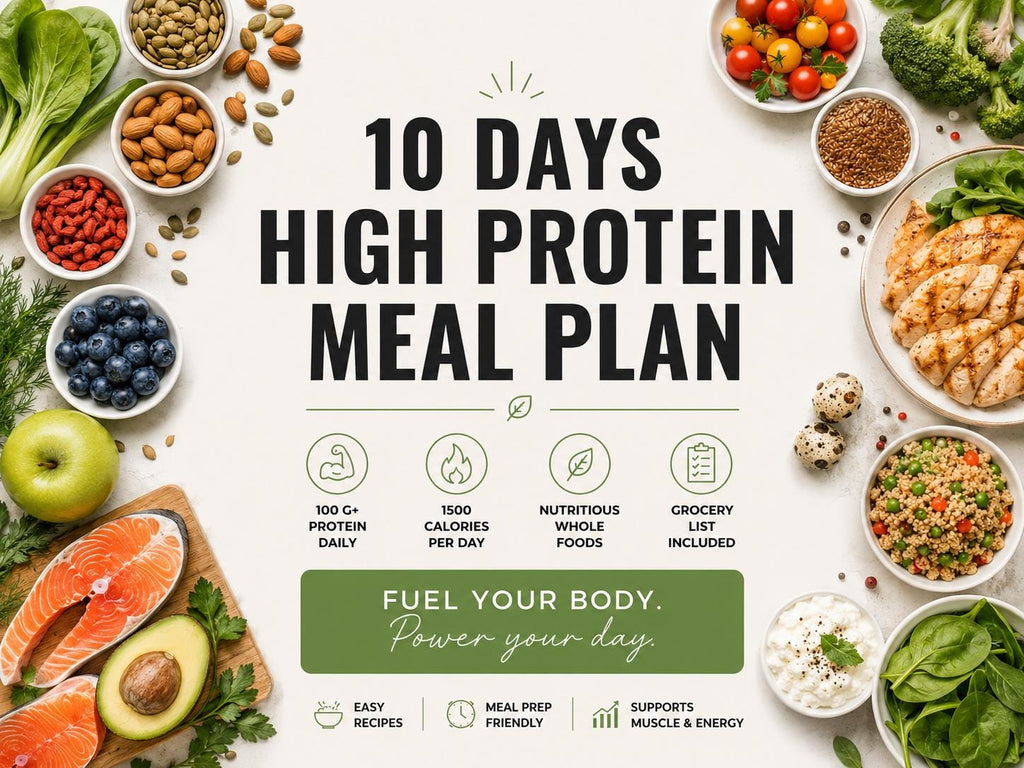 10 Day High Protein Meal Plan, 100g+ Protein Daily and Grocery List