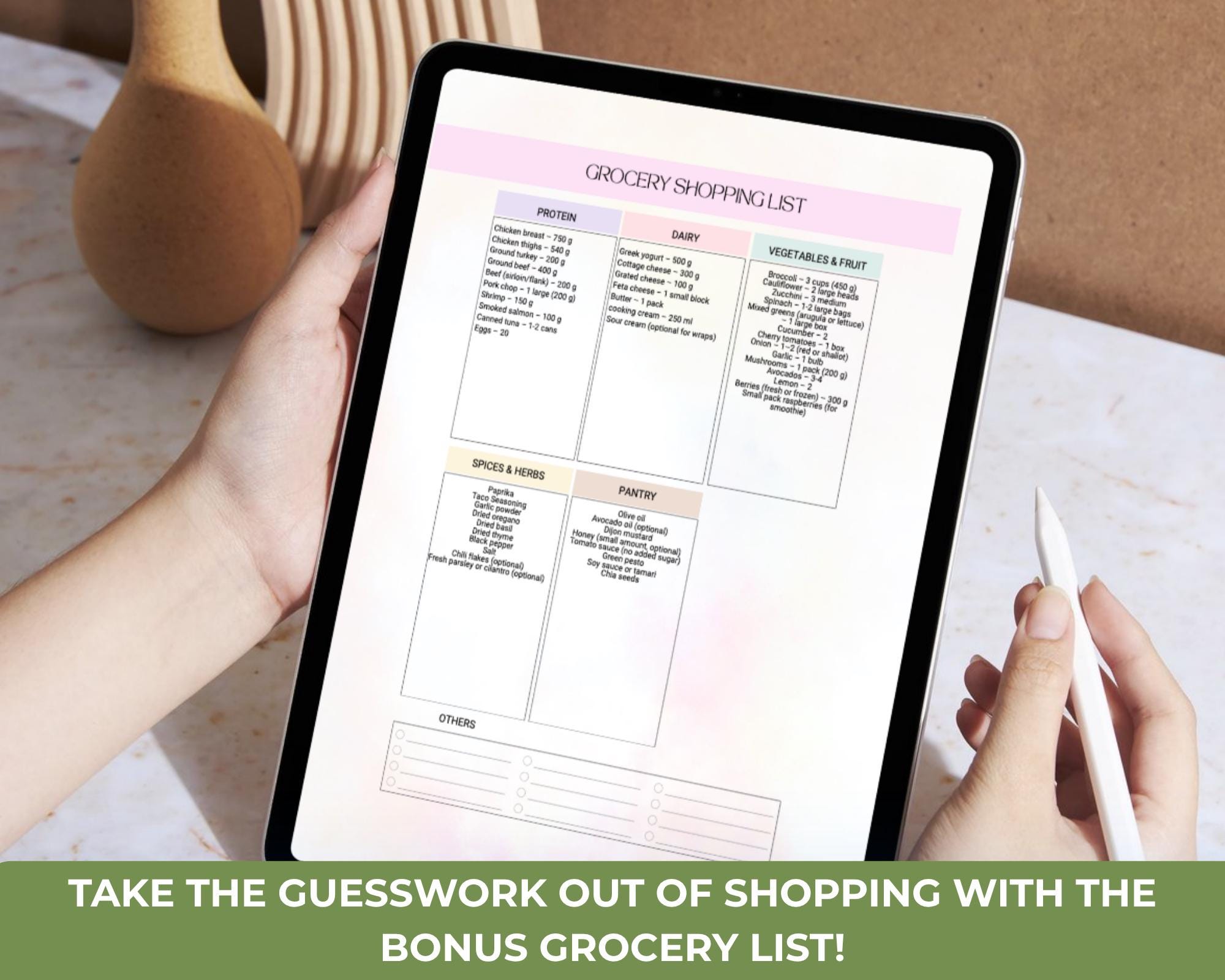 High Protein Low Carb Meal Plan, 7 Day Diet Plan Printable + Grocery List