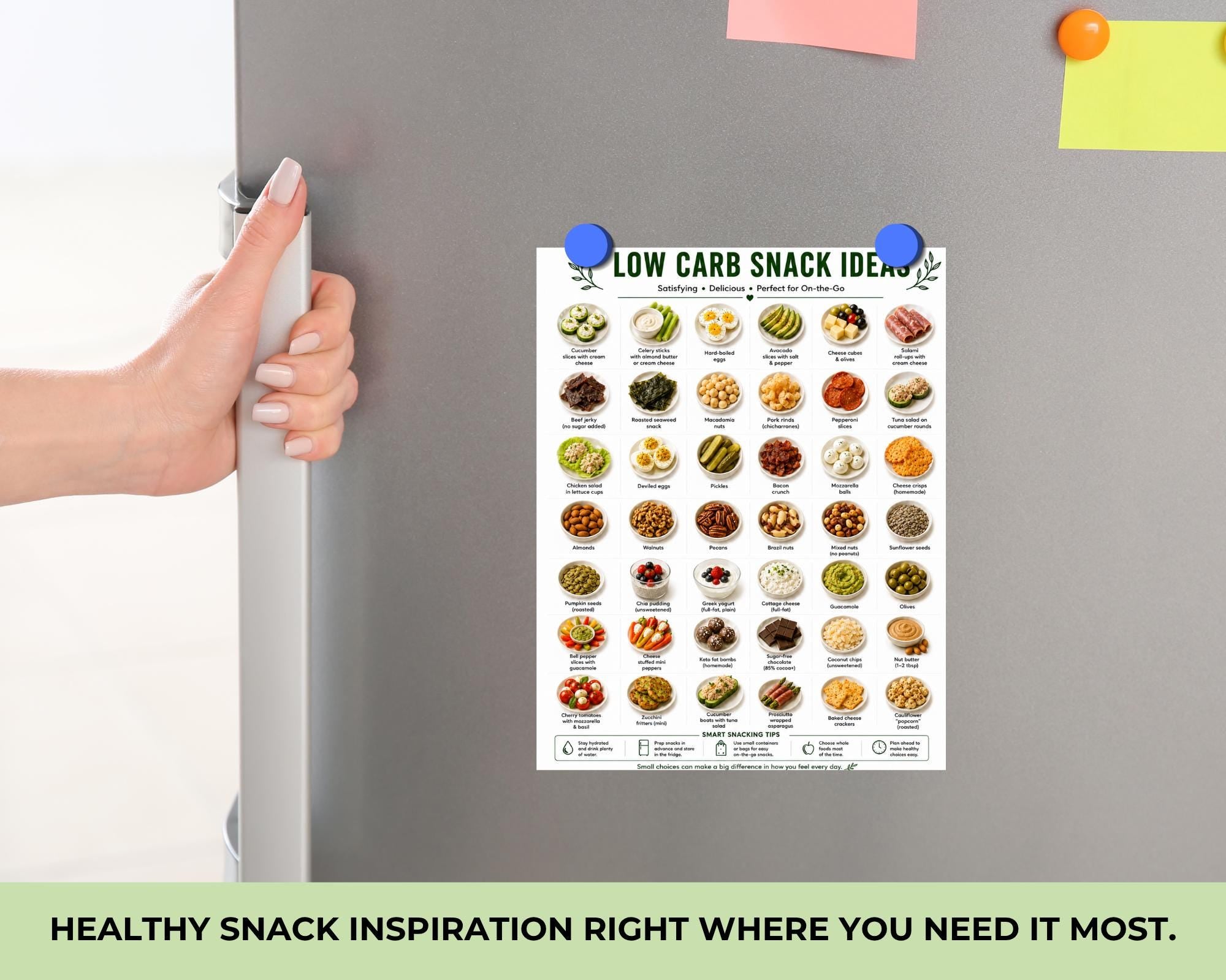 Low Carb Snack List, High Protein Ideas, Keto Friendly (Printable PDF)