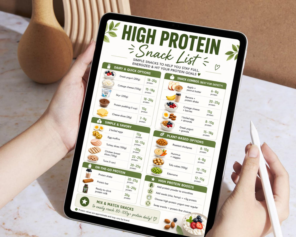 High Protein Snack List, Easy High Protein Snack Ideas, Printable PDF