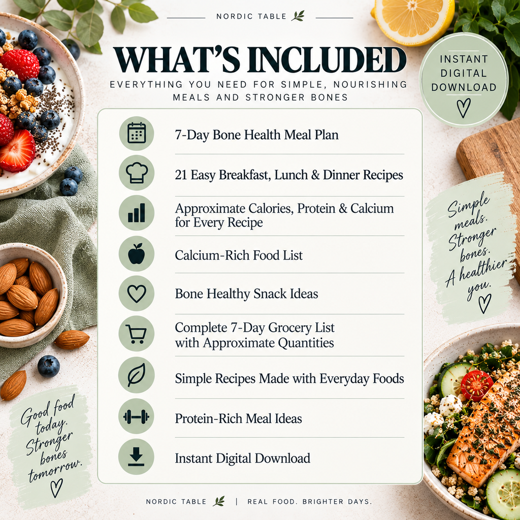 Bone Health Meal Plan, 7 Day Senior Meal Plan, Calcium Rich Diet, 21 Easy Recipes