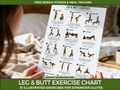 Leg & Butt Workout Chart Printable, 15 Glute and Leg Exercises, Home Workout Poster, Lower Body Exercise Guide