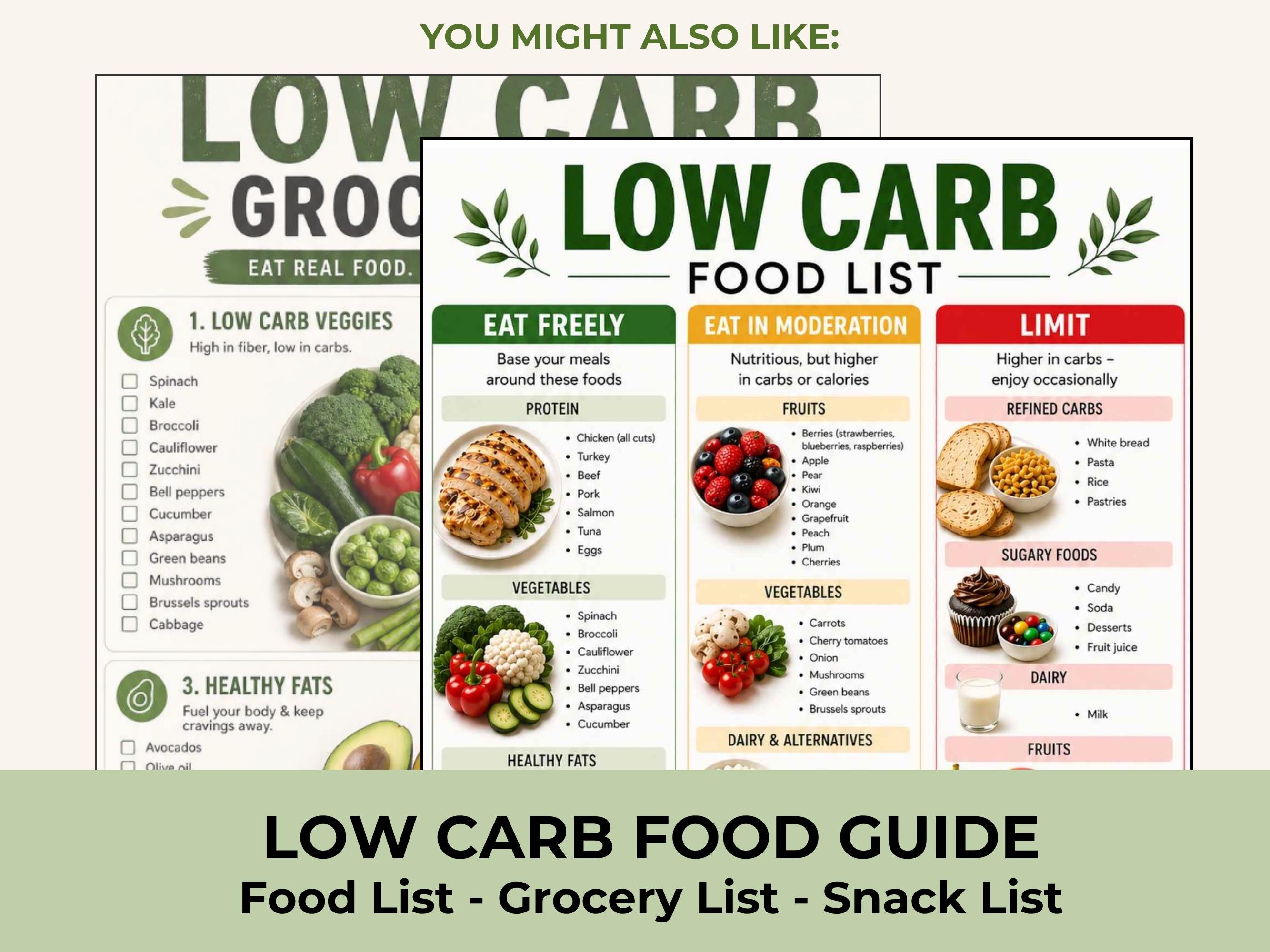 Low Carb Snack List, High Protein Ideas, Keto Friendly (Printable PDF)