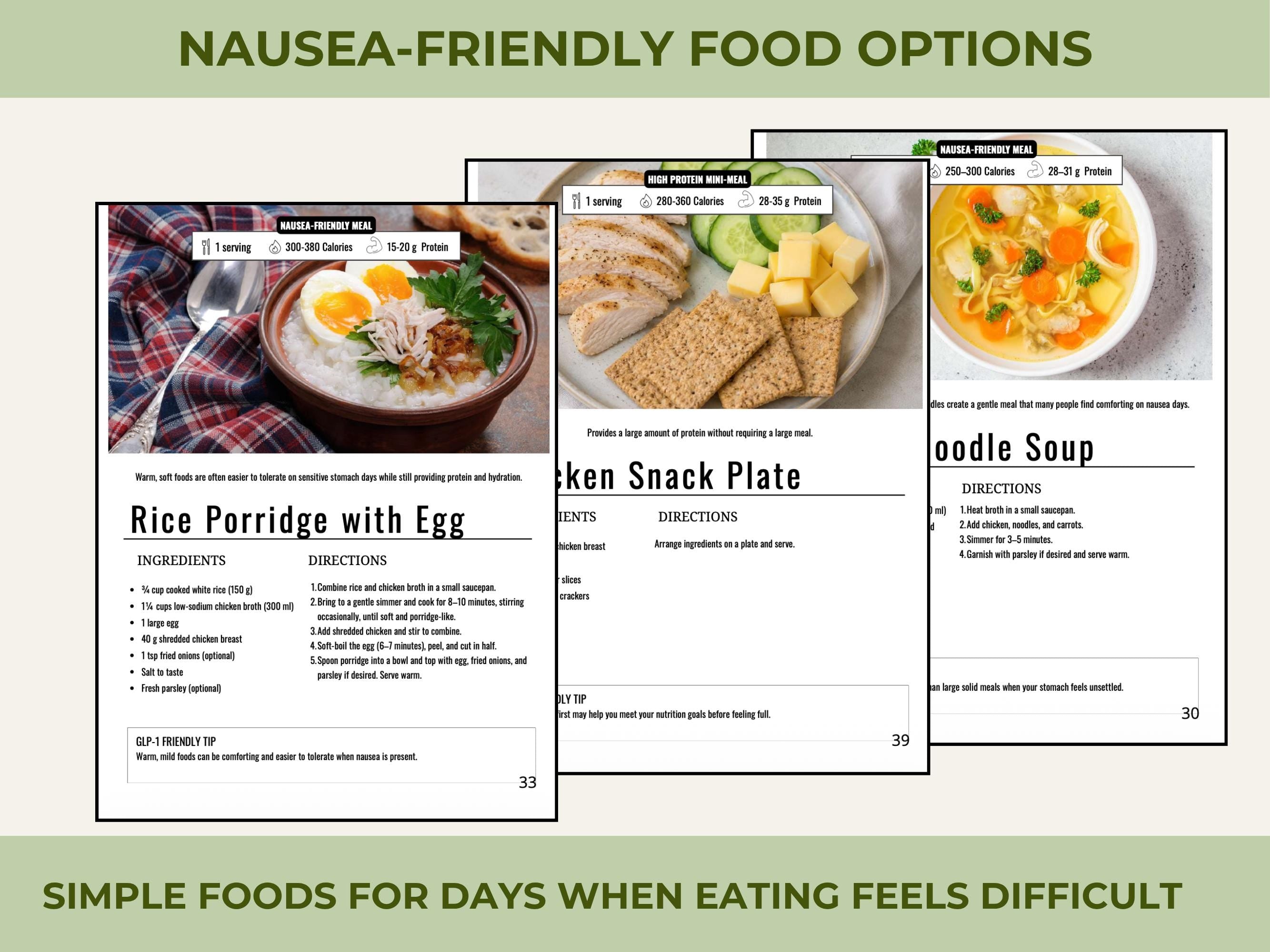 Ultimate GLP-1 Diet Food Guide, 40 Recipes, Meal Plan, Grocery Lists, Planner & Tracker