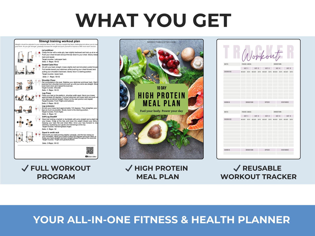 High Protein Meal Plan + Gym Workout Bundle PDF