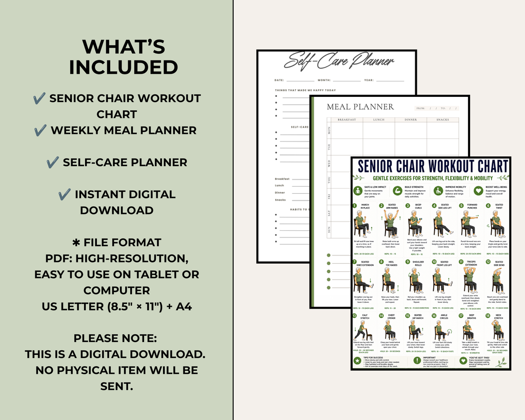 Senior Chair Workout & Exercise Chart PDF