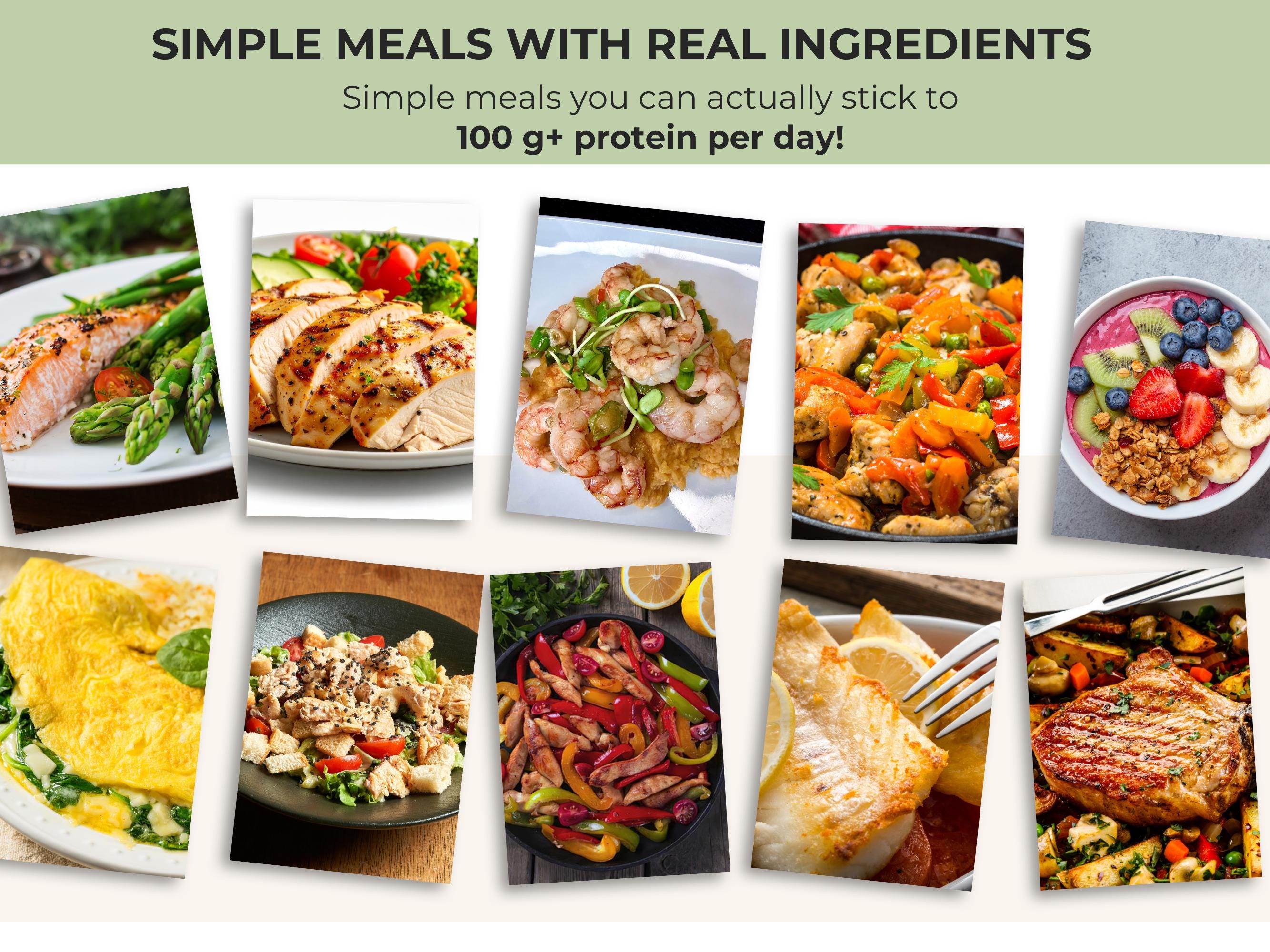 10 Day High Protein Meal Plan, 100g+ Protein Daily and Grocery List