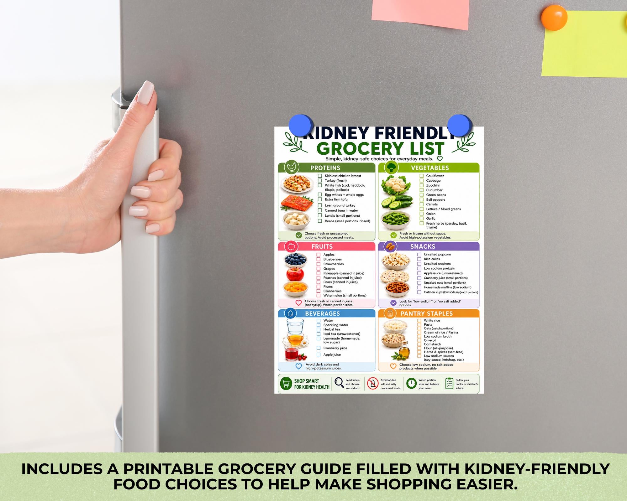 Kidney Friendly Diet Bundle, Renal Diet Food List & Grocery Guide Printable, Kidney Friendly Food Chart, Meal Plan PDF